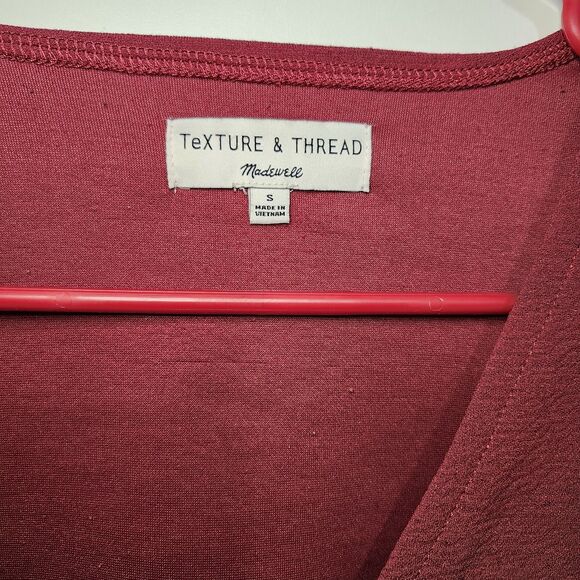 Madewell Texture & Thread Crepe Wrap Top Women’s Red Long Sleeve Tie Front S - Picture 2 of 9